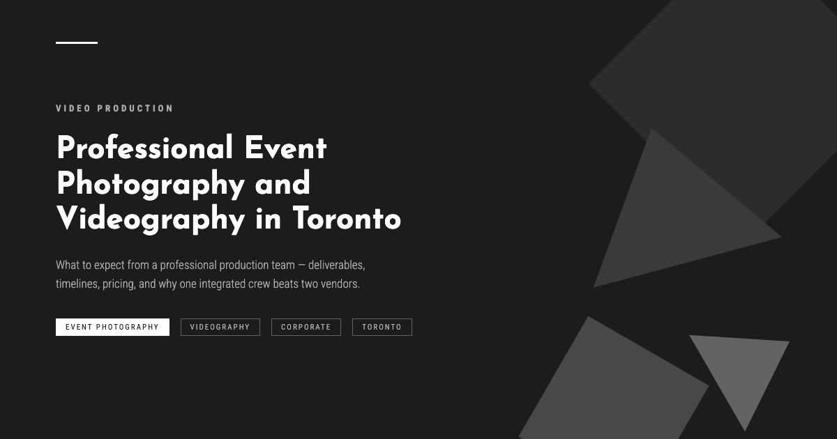 Professional Event Photography and Videography in Toronto