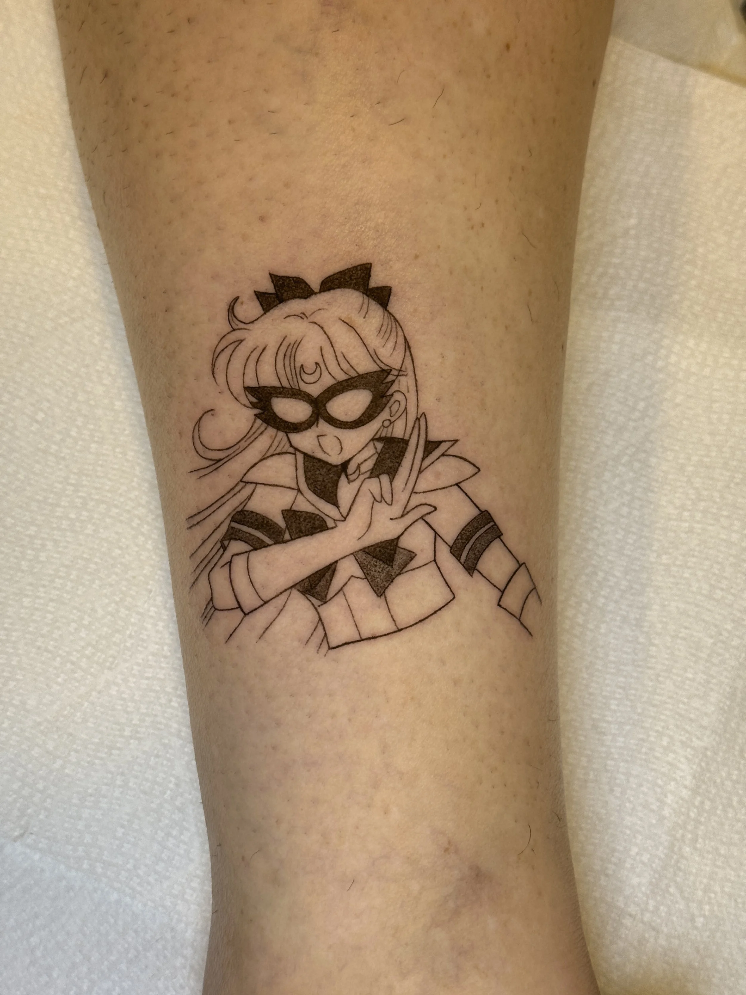 Black and Gray Sailor Moon Tattoo NYC