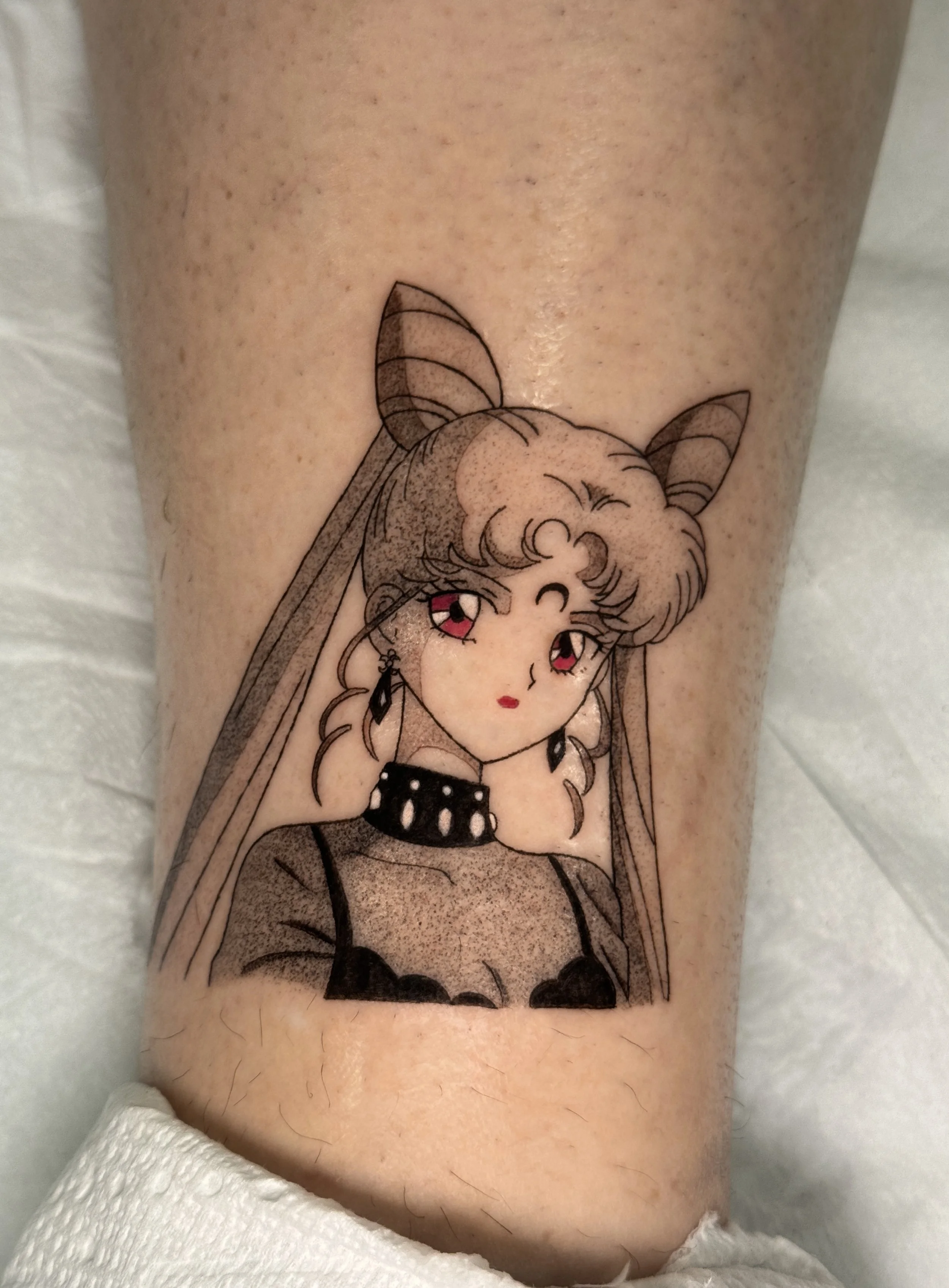 Black and Gray Sailor Moon Tattoo NYC