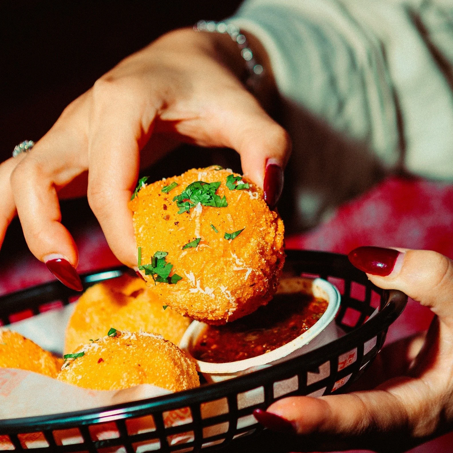 THESE LITTLE WEAPONS DISAPPEAR IN SECONDS. GET DOWN HERE AND GRAB OUR PAPAS RELLENAS.