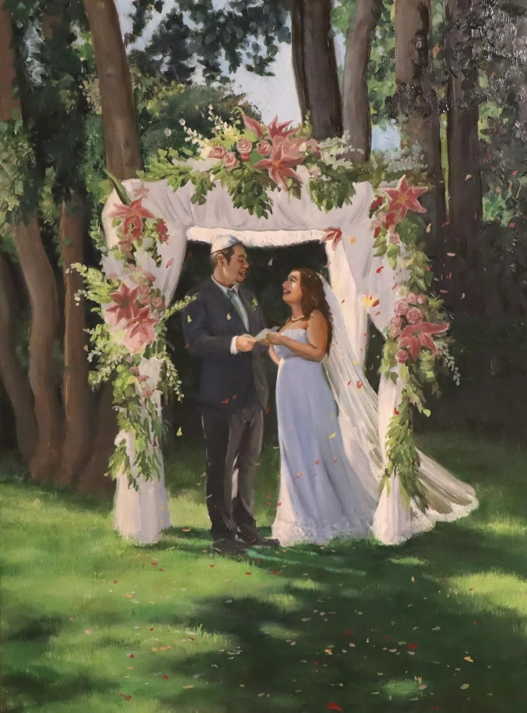 Want a painting after the wedding? No problem! This gift  from multiple photos was for a couple who didn’t have a formal photographer at their ceremony. 