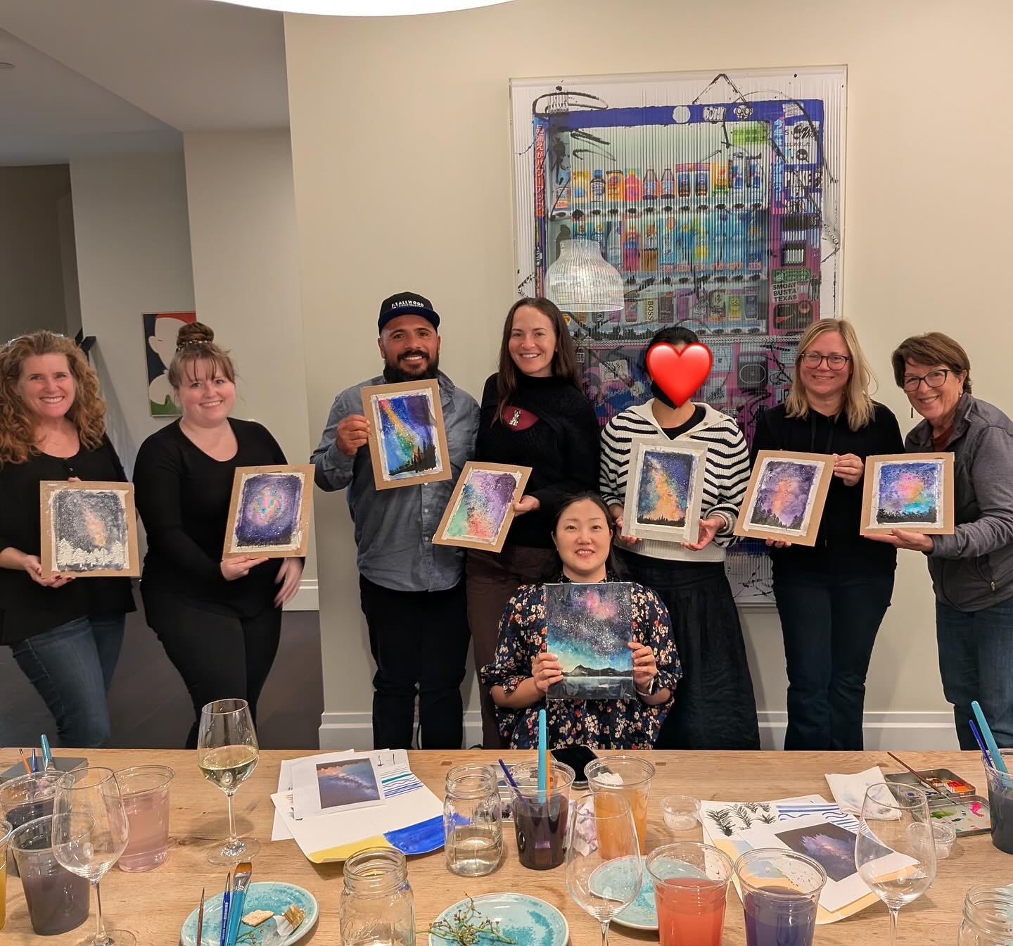 Paint, sips of wine or a cup of tea and a table full of snacks 
This is our happy place 
It&rsquo;s not about being perfect, it&rsquo;s about showing up and letting our own unique vision come to life
No two pieces are the same, and that&rsquo;s the w