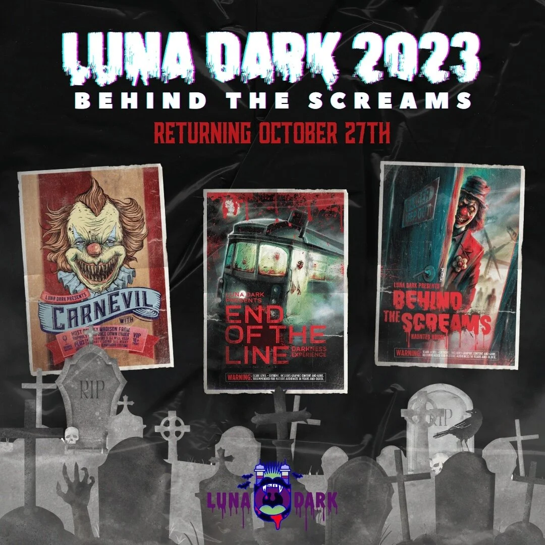 Get ready for a spooktacular time at Melbourne's biggest costume party! 👻⁠
⁠
Hosted over 5 spine-tingling nights, LUNA DARK: BEHIND THE SCREAMS officially launches on October 27th! Tame by day, terrifying by night &ndash; we're giving you double the