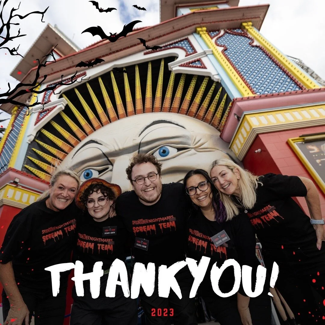Dear Spooktober Team and Luna Park, a heartfelt thank you for an incredible Halloween at Luna Park! 

Thanks Suedy @&zwnj;suedy, Edward @&zwnj;edwardmca Eliza @&zwnj;lizehowell, Ash @&zwnj;ashnewmanart, Matt Smith @&zwnj;thematt_smith and David Jaffi