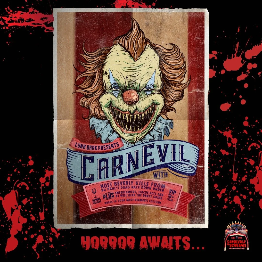 Dare to join the most terrifying Halloween party of the year @lunaparkmelb?

CarnEvil is calling! 

This exclusive 18+ VIP night will chill you to the bone! 👻

Hosted by the fabulous Beverly Kills, with a live DJ, carnival food, complimentary drinks