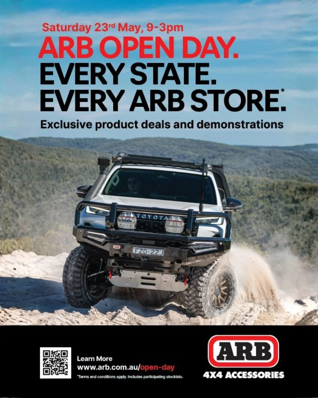 🚨 LOCK IT IN! 🚨

The ARB National Open Day is happening Saturday, 23rd May and you&rsquo;re invited! 🔥

Join us from 9AM&ndash;3PM for a huge day in-store featuring:

✅ Exclusive Open Day offers
✅ Live product demonstrations
✅ Epic touring and 4WD