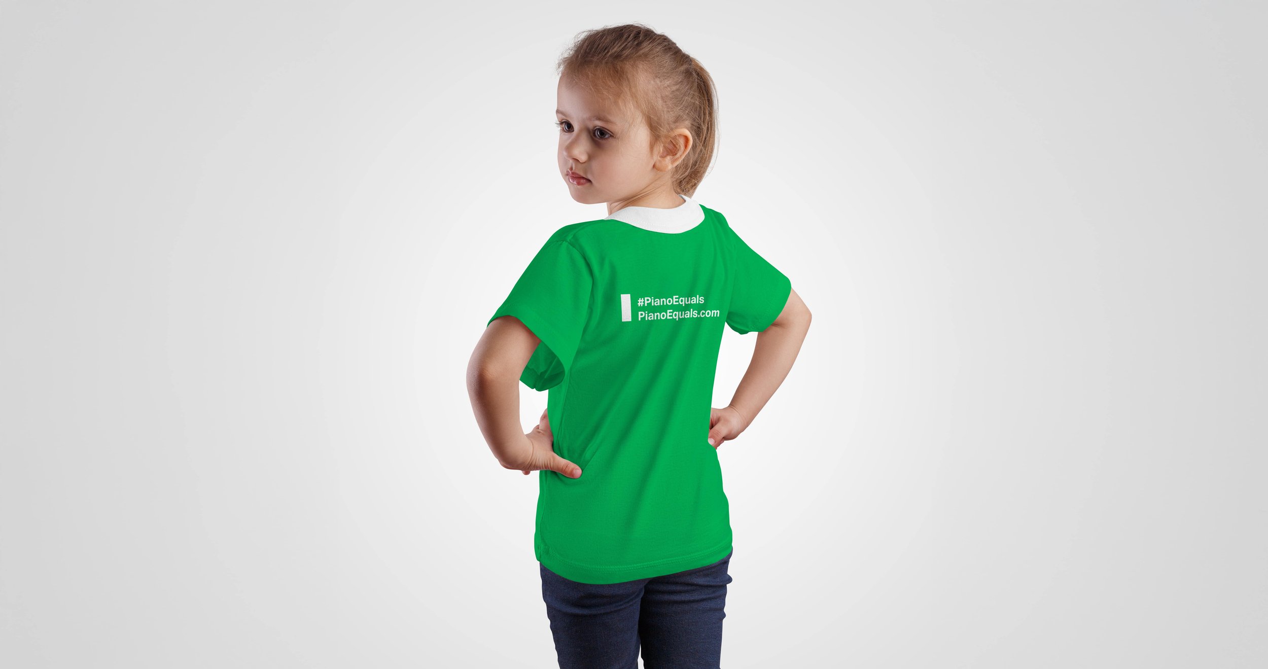 Girl in Piano Equals branded T shirt