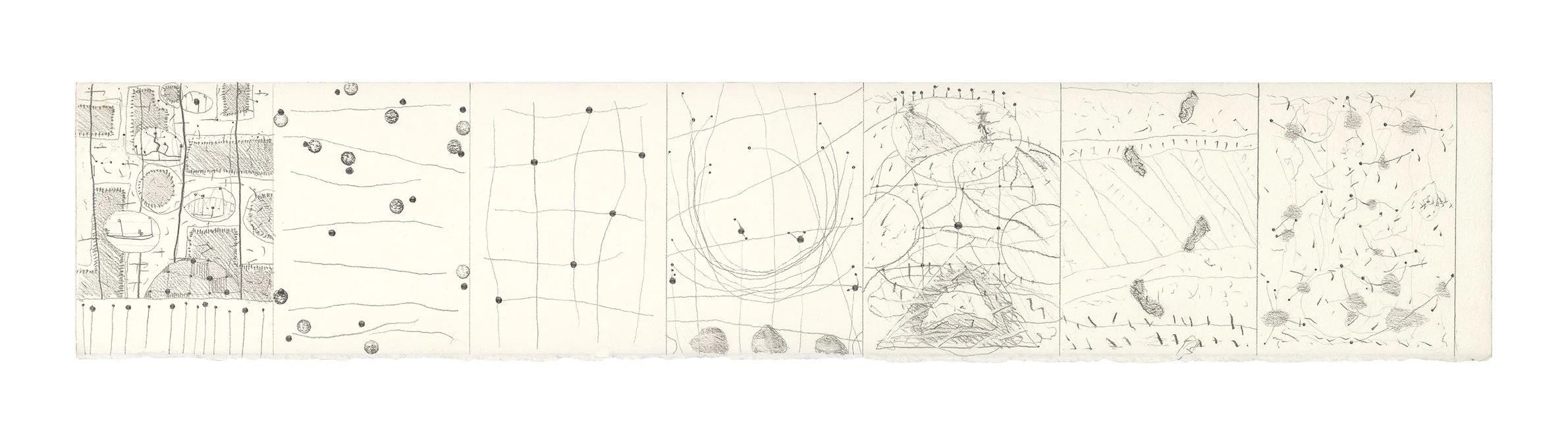 drawing 4 - 2002-2013 - Series of 43 prints - reworked by the artist - 24 x 80 cm