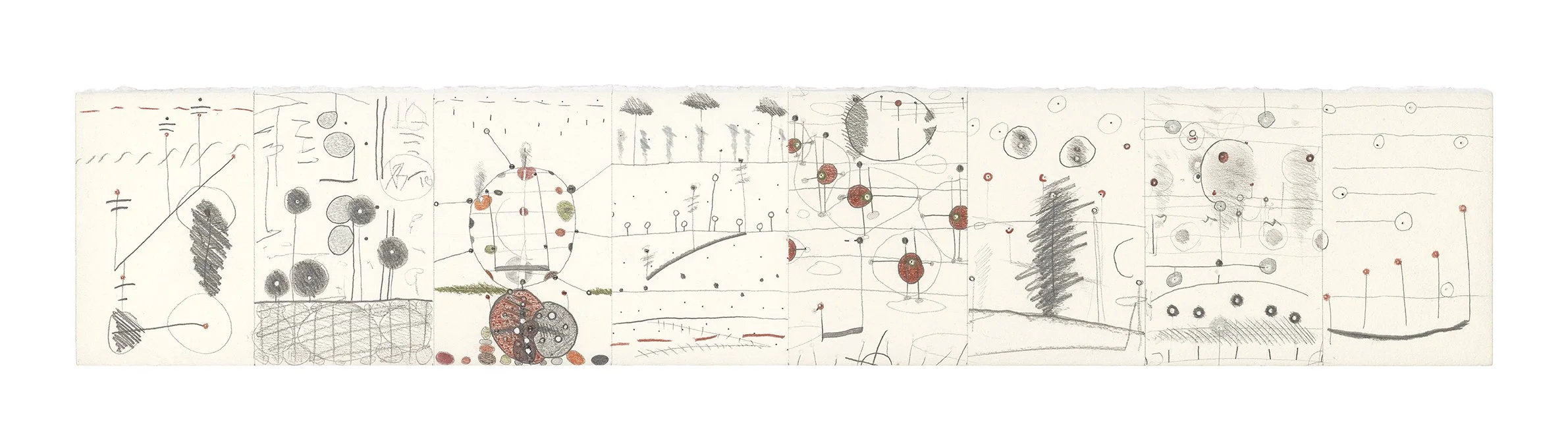 drawing 11 - 2002-2013 - Series of 43 prints - reworked by the artist - 24 x 80 cm