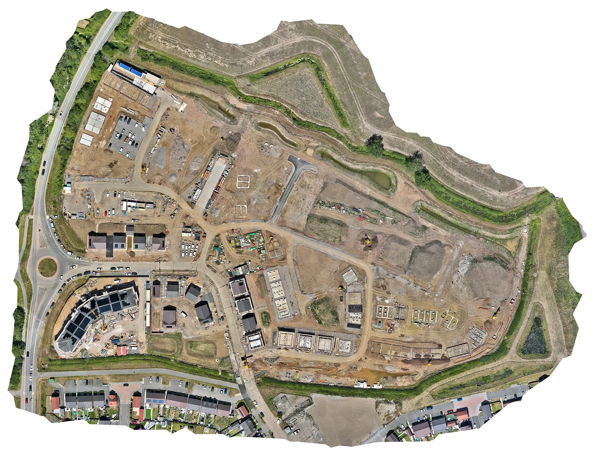 2D Orthomosaic drone image showing a construction site