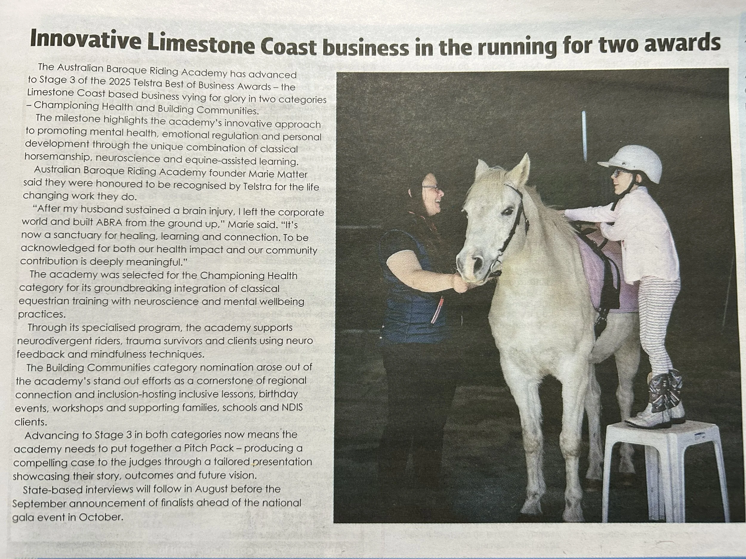 Telstra business awards 2025 ABRA in top 1% of the country