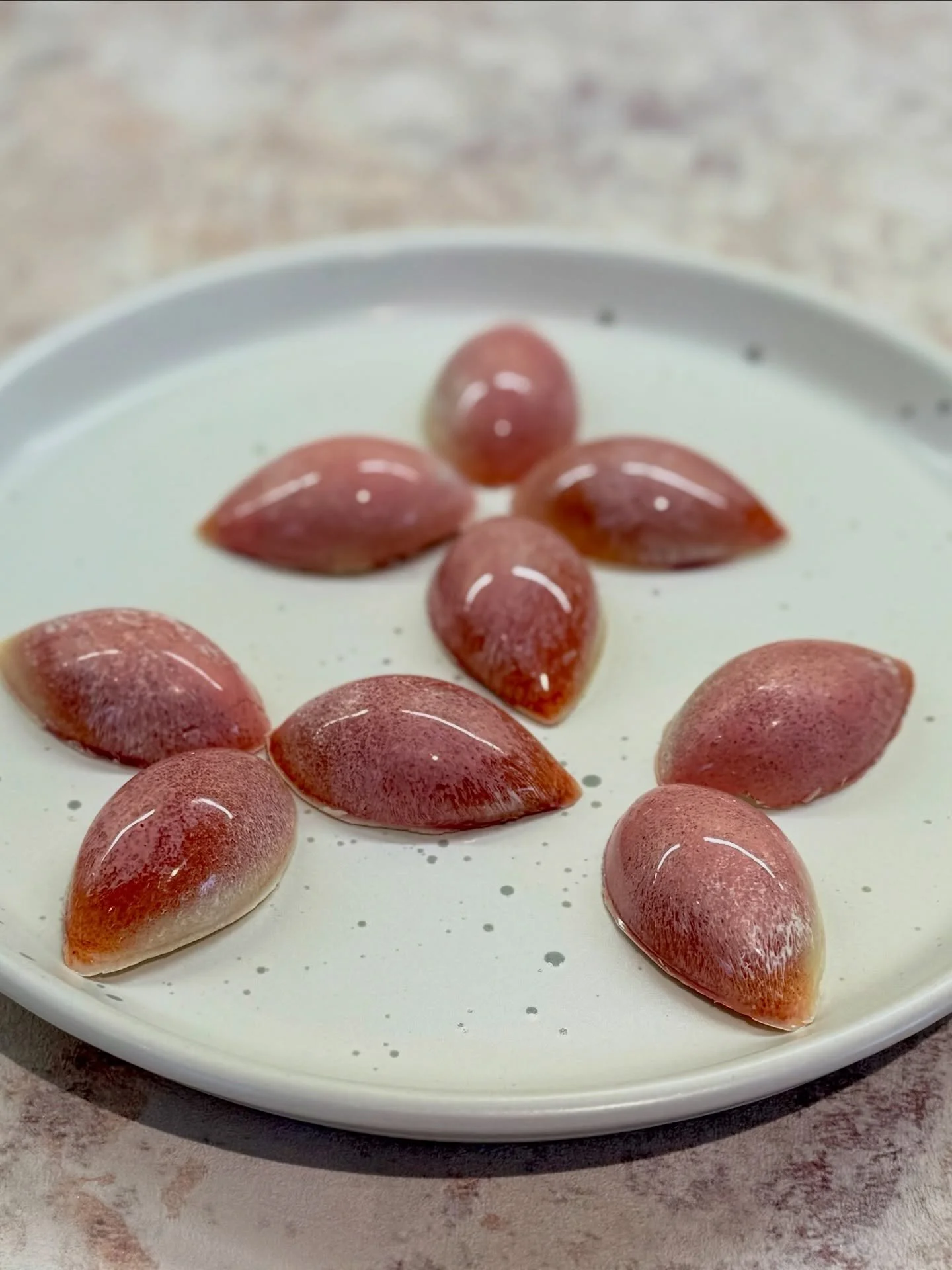 Raspberry, rose, and white chocolate - a soft floral note wrapped in bright berry and creamy sweetness.
Handcrafted bonbons with a delicate balance of tart and sweet.

#bonbons #artisanchocolate #raspberryrose #handmadechocolate #tlpttreats