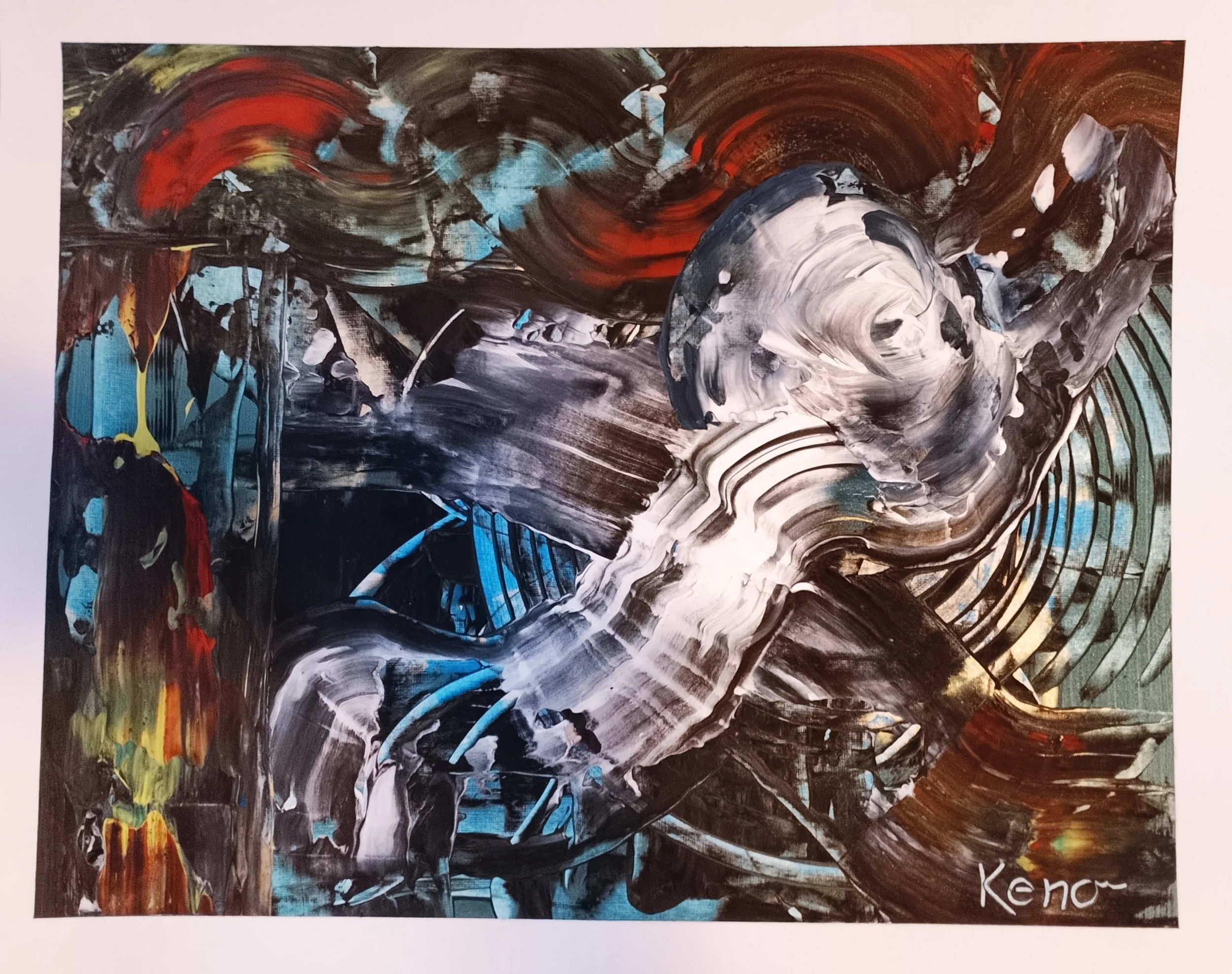 Rollercoaster of fate (2024), Acrylics on canvas textured paper, 40,6 x 50,8 cm