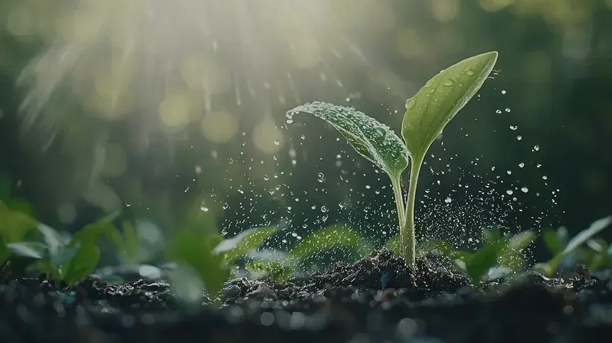 Green leaves sprouting out of the soil signifying growth after EMDR therapy. 