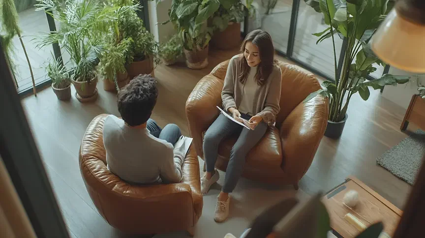 A picture of a person getting therapy in an office in Houston Heights TX.