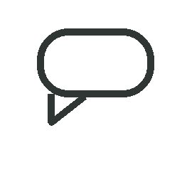 A speech bubble icon with a black outline on a white background.
