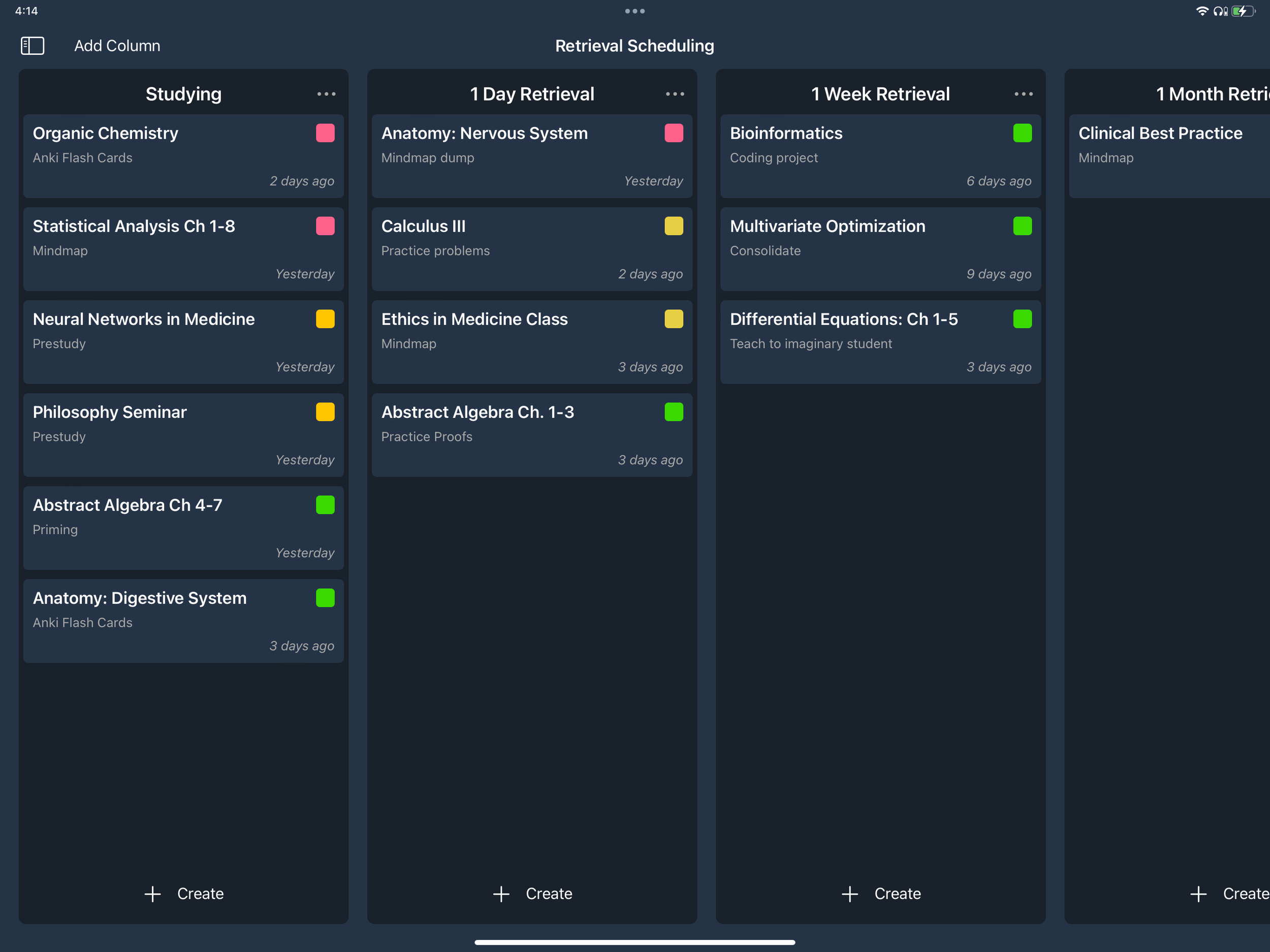 Ali Abdaal’s Retrospective Revision Timetable in Ahmni