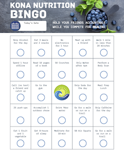 Kona Nutrition Bingo