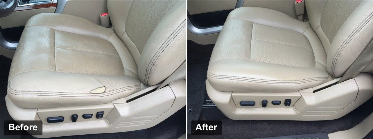 Torn seam on driver seat repaired to look brand new