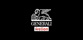 Logo di Generali, compagnia di assicurazioni, con un leone alato stilizzato e il testo 'Generali' e 'Welion'