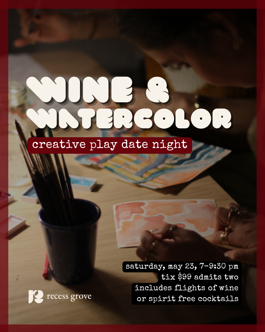 wine and watercolor: creative play date night