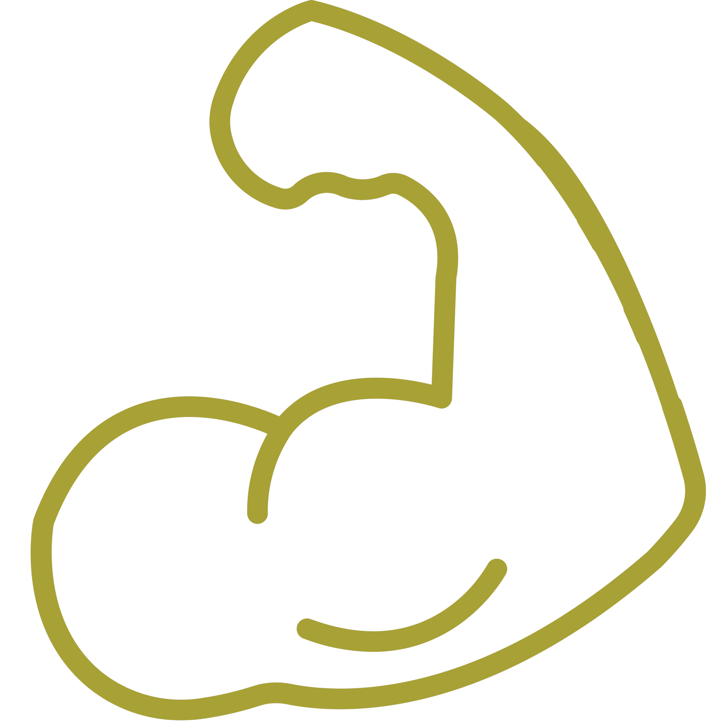 Line art drawing of a flexed arm muscle with a bicep.