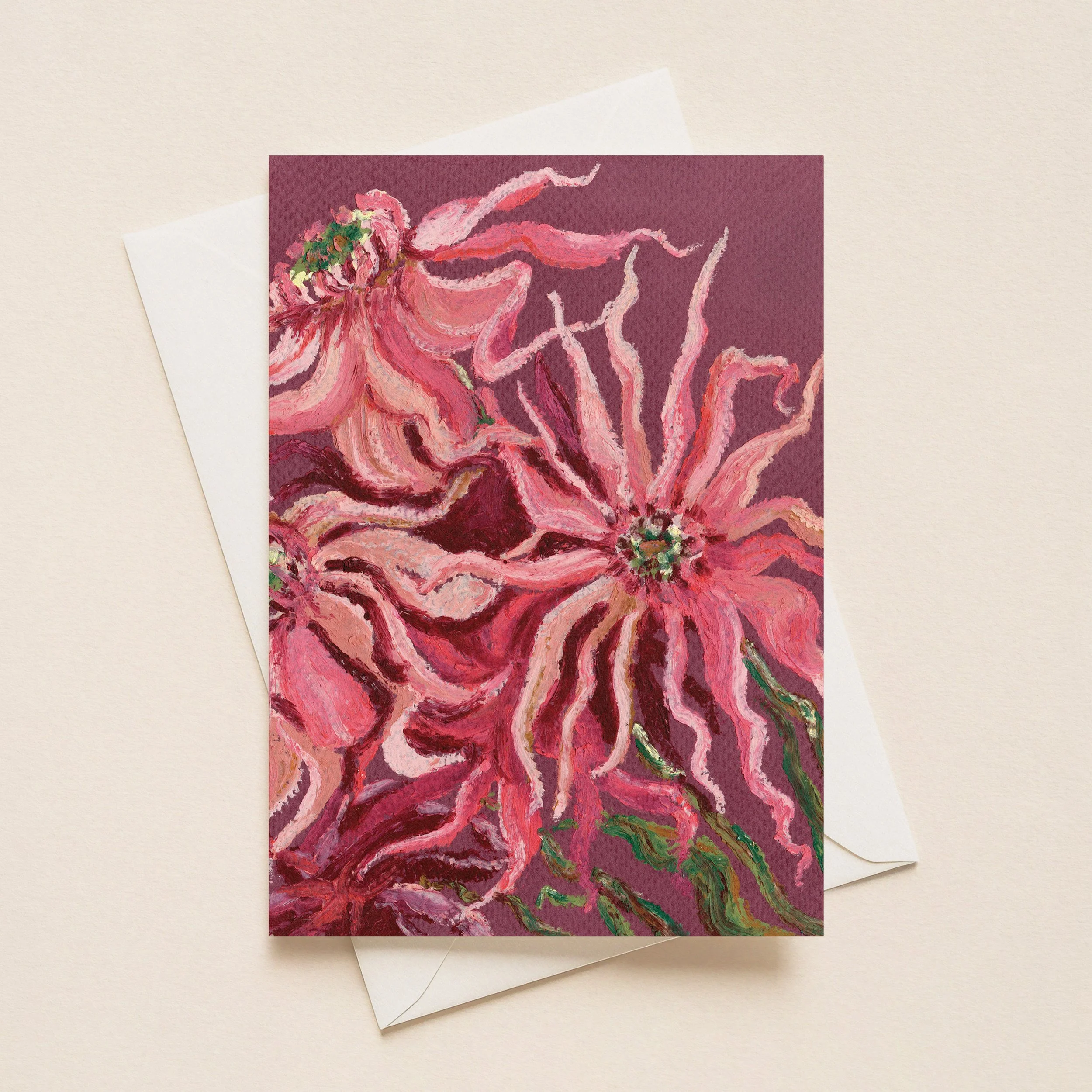Pink Dahlias - Greeting Card
