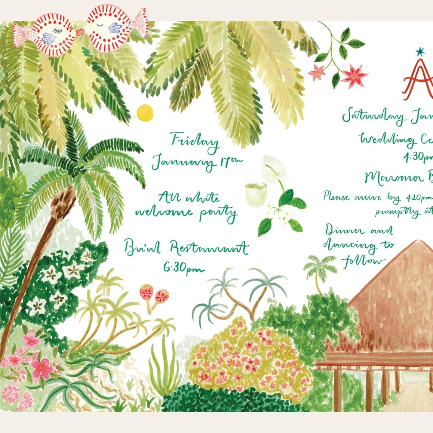 A little throwback to Arielle &amp; Alex&rsquo;s beachfront wedding in Mexico at the start of the year. We were working on their &lsquo;on the day&rsquo; wedding stationery at the end of last year during the cold winter months, so they were a particu