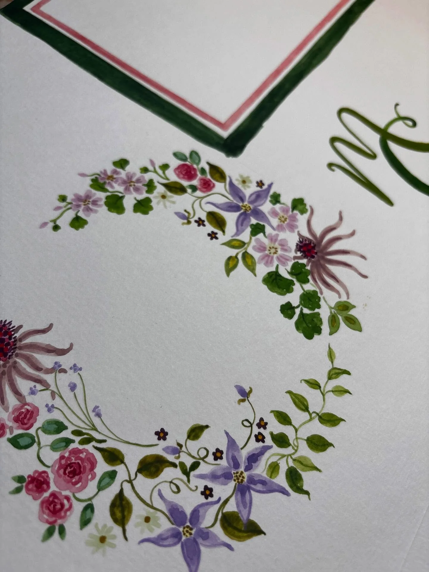 On my desk lately &hellip; 🎨 

1. The bones of a couple&rsquo;s monogram for M&amp;C&rsquo;s summer wedding at Chelsea Physic Garden 
2. Pink Scallop sea shell, hydrangeas and roses for California couple C&amp;K getting married in beautiful Nantucke