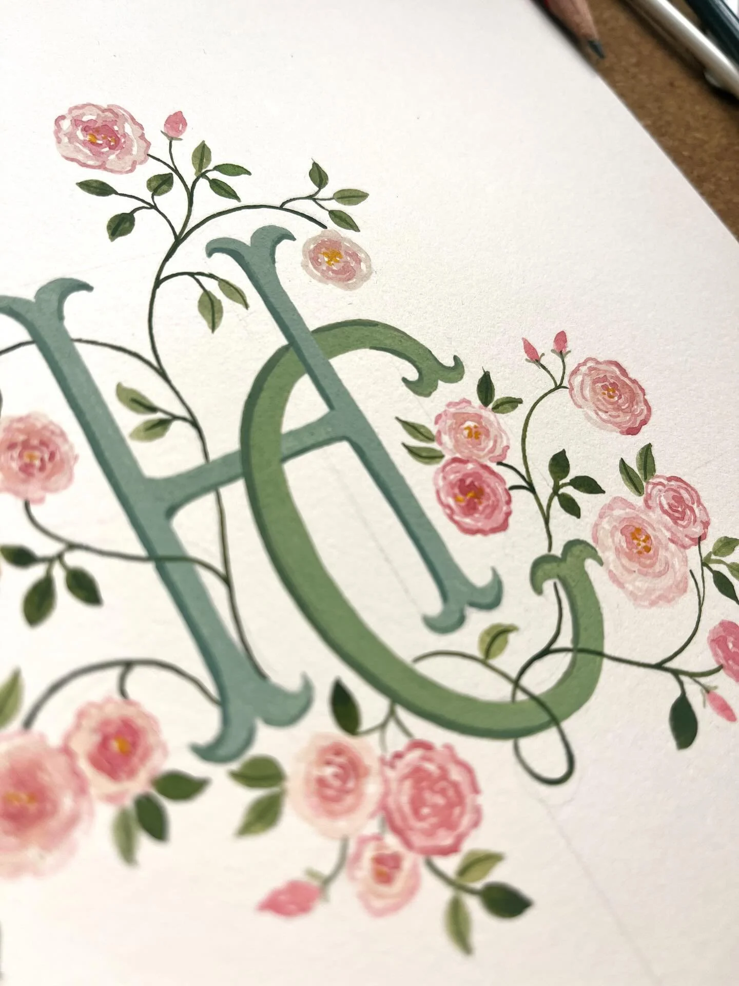 Classic and romantic Couples Monogram for H&amp;C 💚

Some snippets of how the couple used it throughout their celebrations last year!
