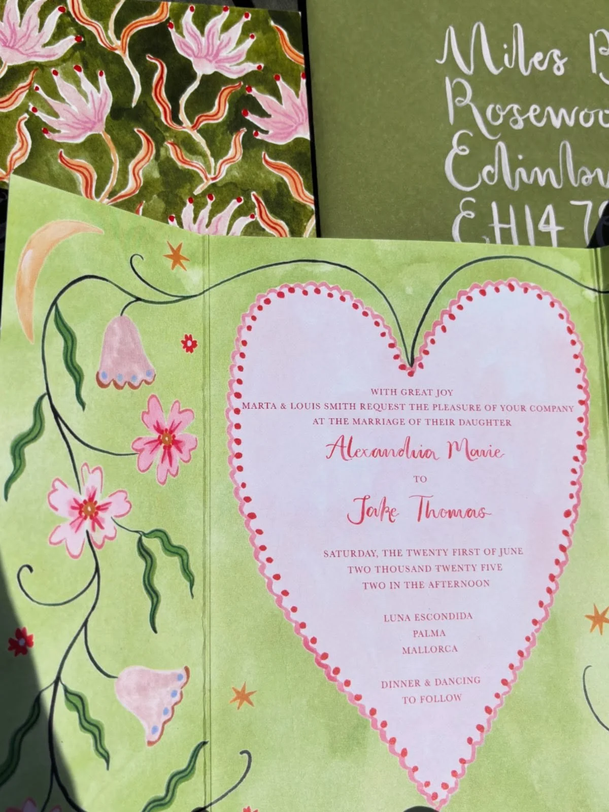 A pink and green gatefold dream 💚 
.
.
.
.
.
wedding stationery invitations watercolour artist custom bespoke suite hand painted