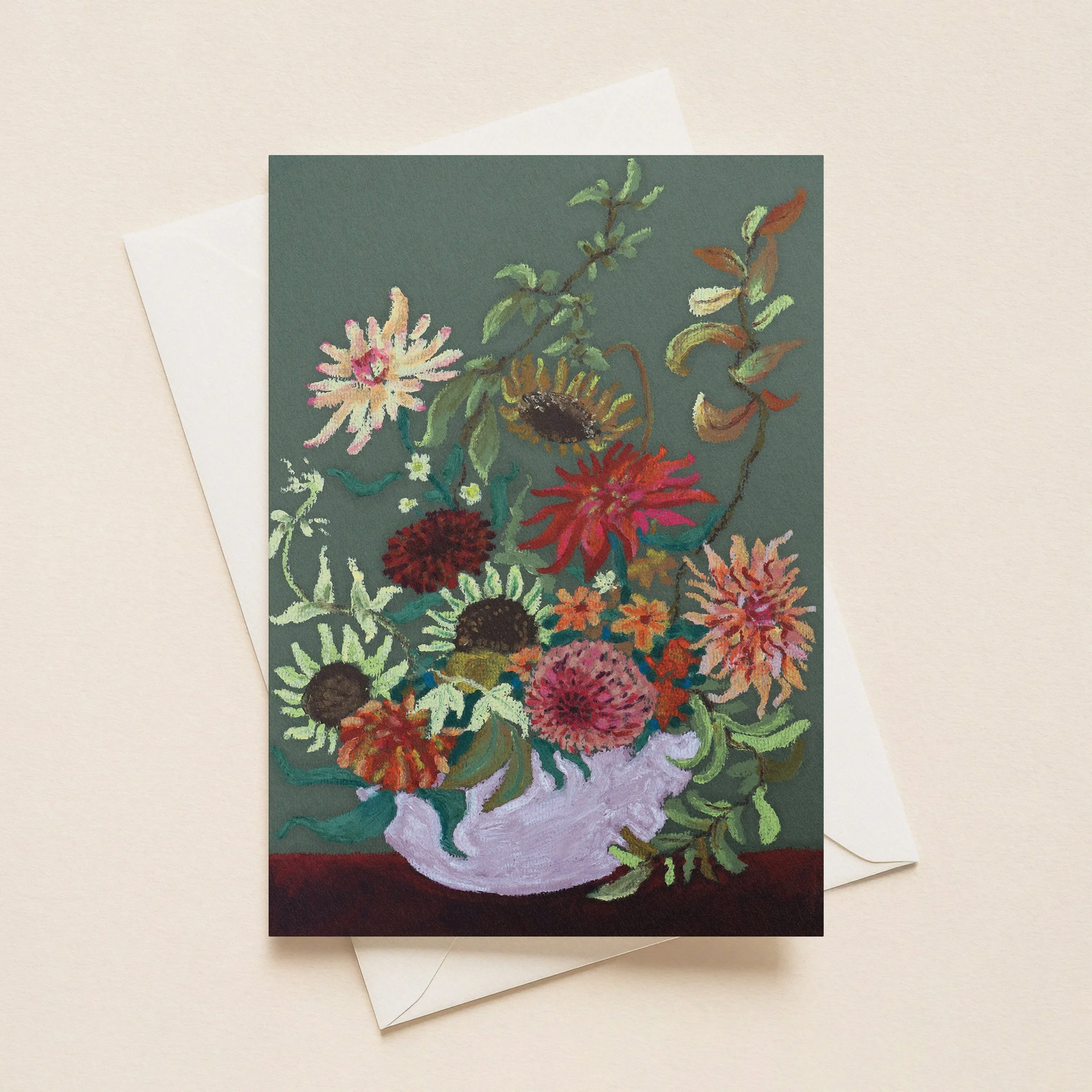 Sunflowers & Dahlias - Greeting Card
