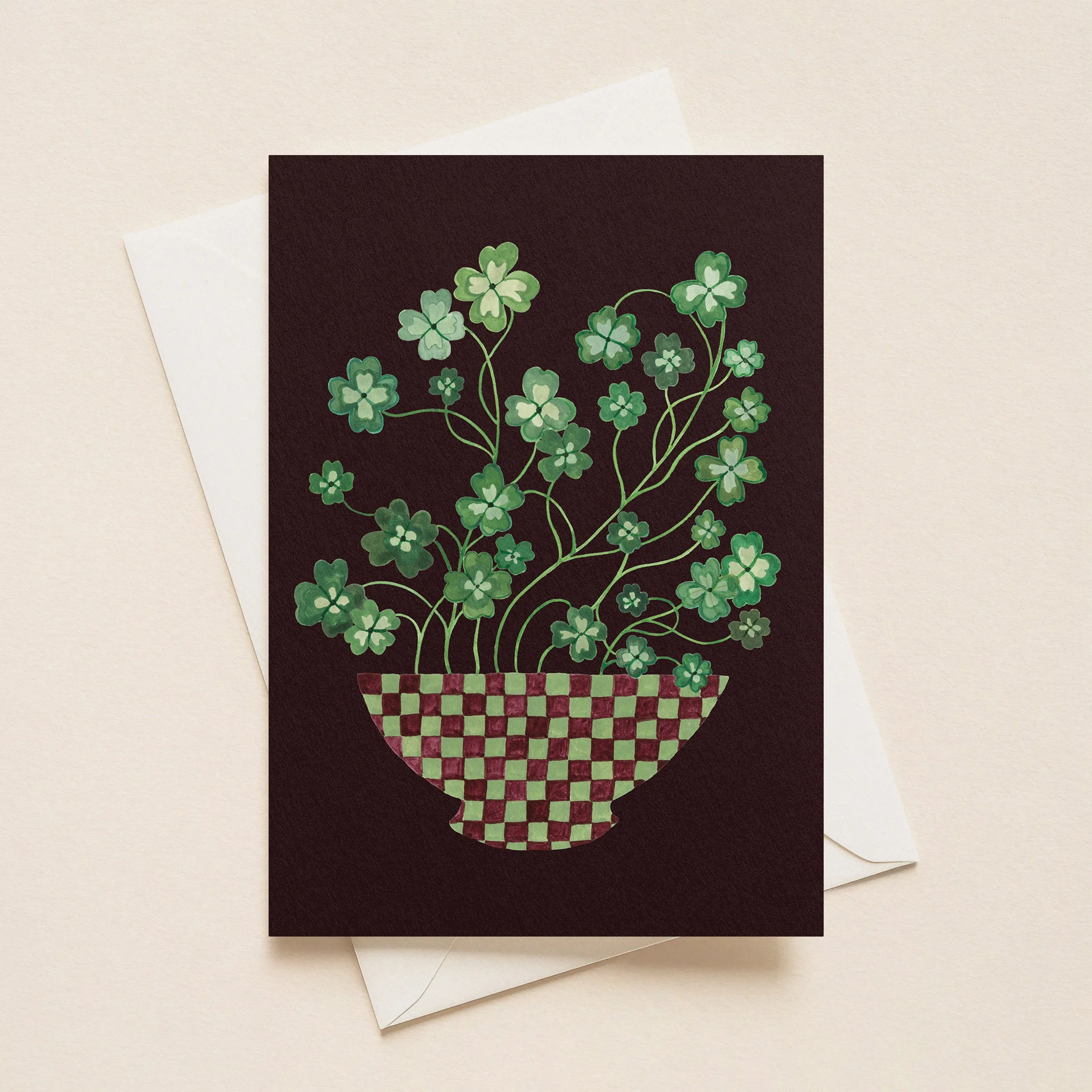 Clover in Bowl - Greeting Card