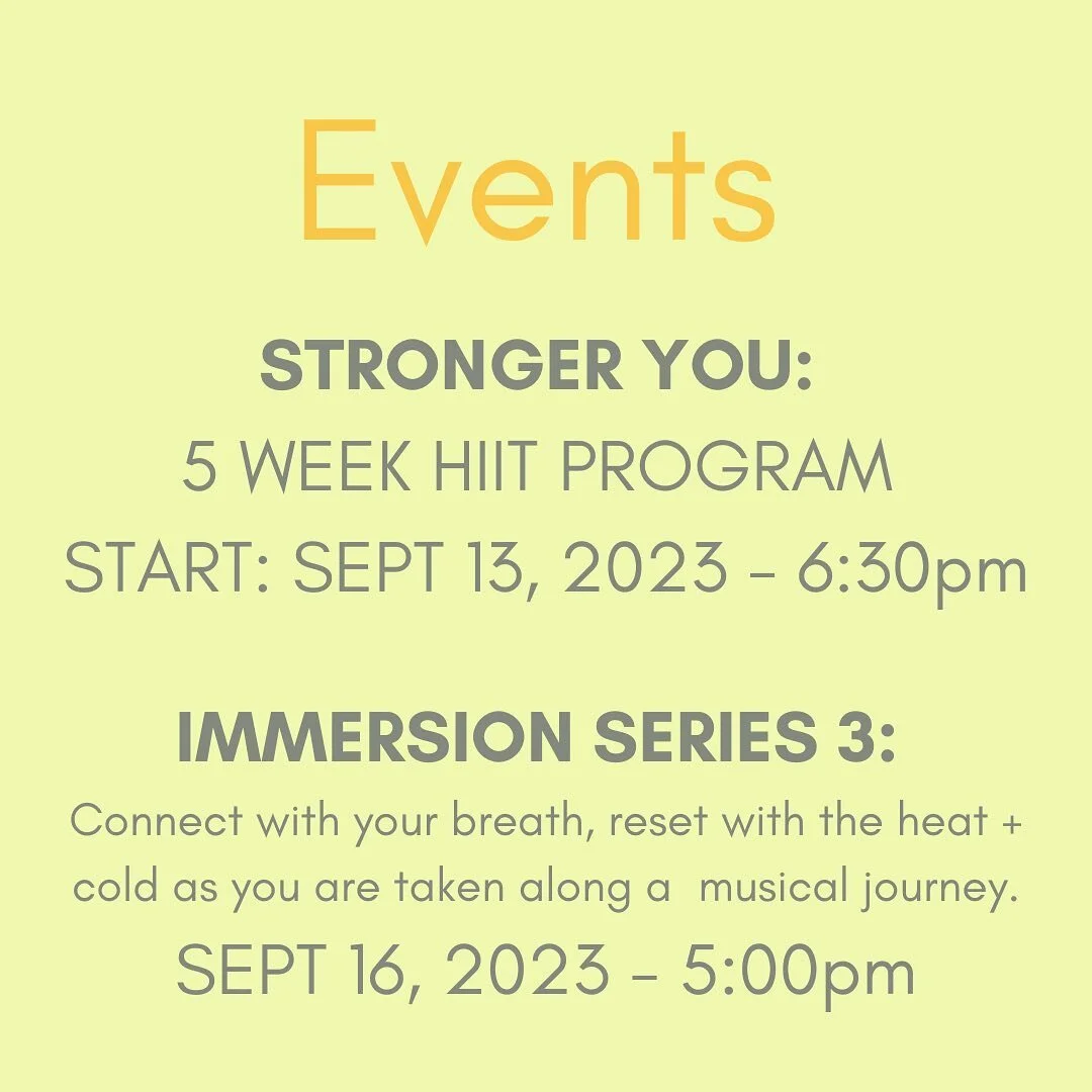 ⭐️We got some goodies this September!!

✨2 spots left for STRONGER YOU @advance_form_fitness &lsquo; 
5 week HIIT weekly small group class.
Info in bio.
Price adjust is you can&rsquo;t make this week.

Sept 16 we got our third instalment of IMMERSION