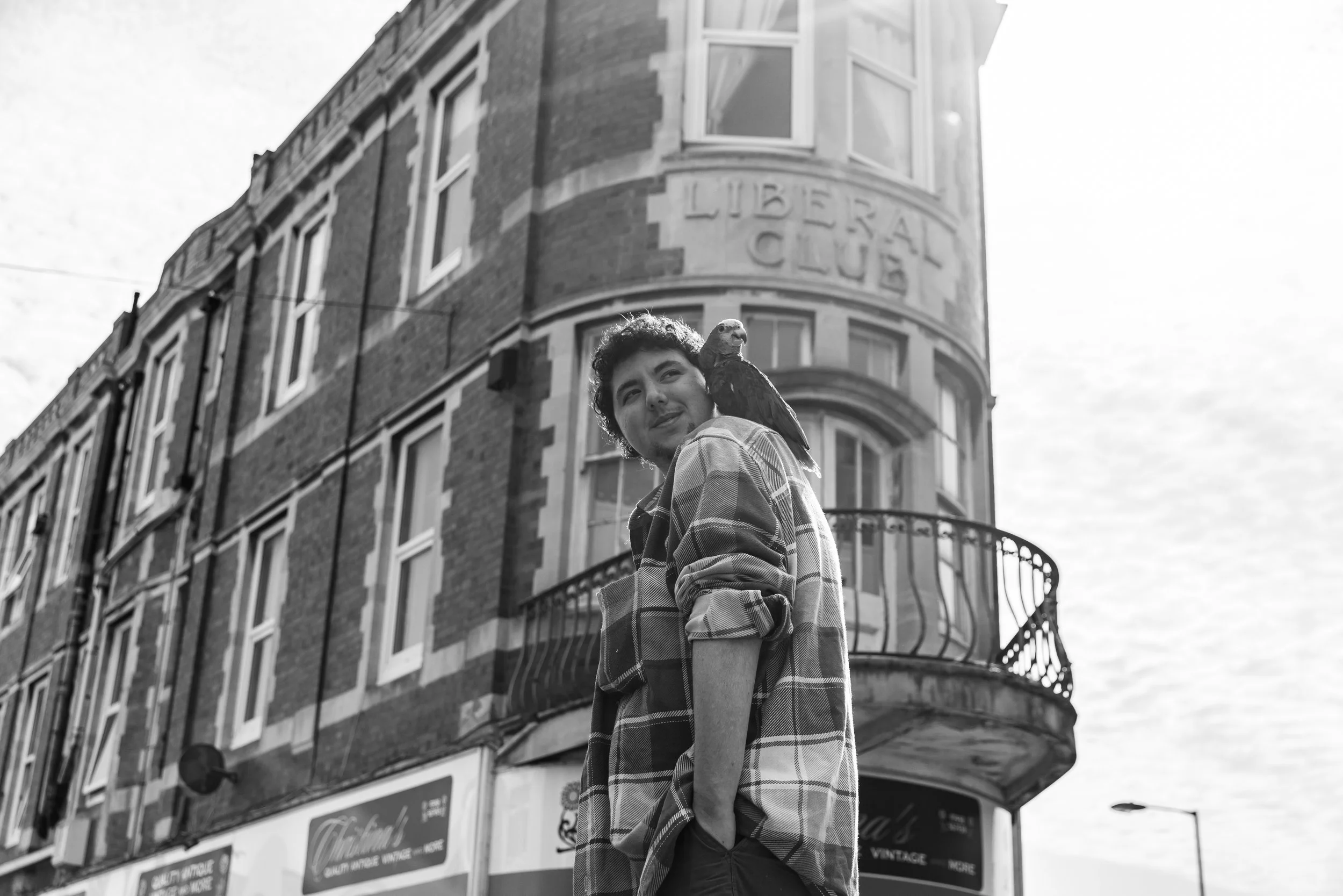 McKenzie outside The Liberal Club, Paignton. Wide Open. Photo: Emily Appleton.