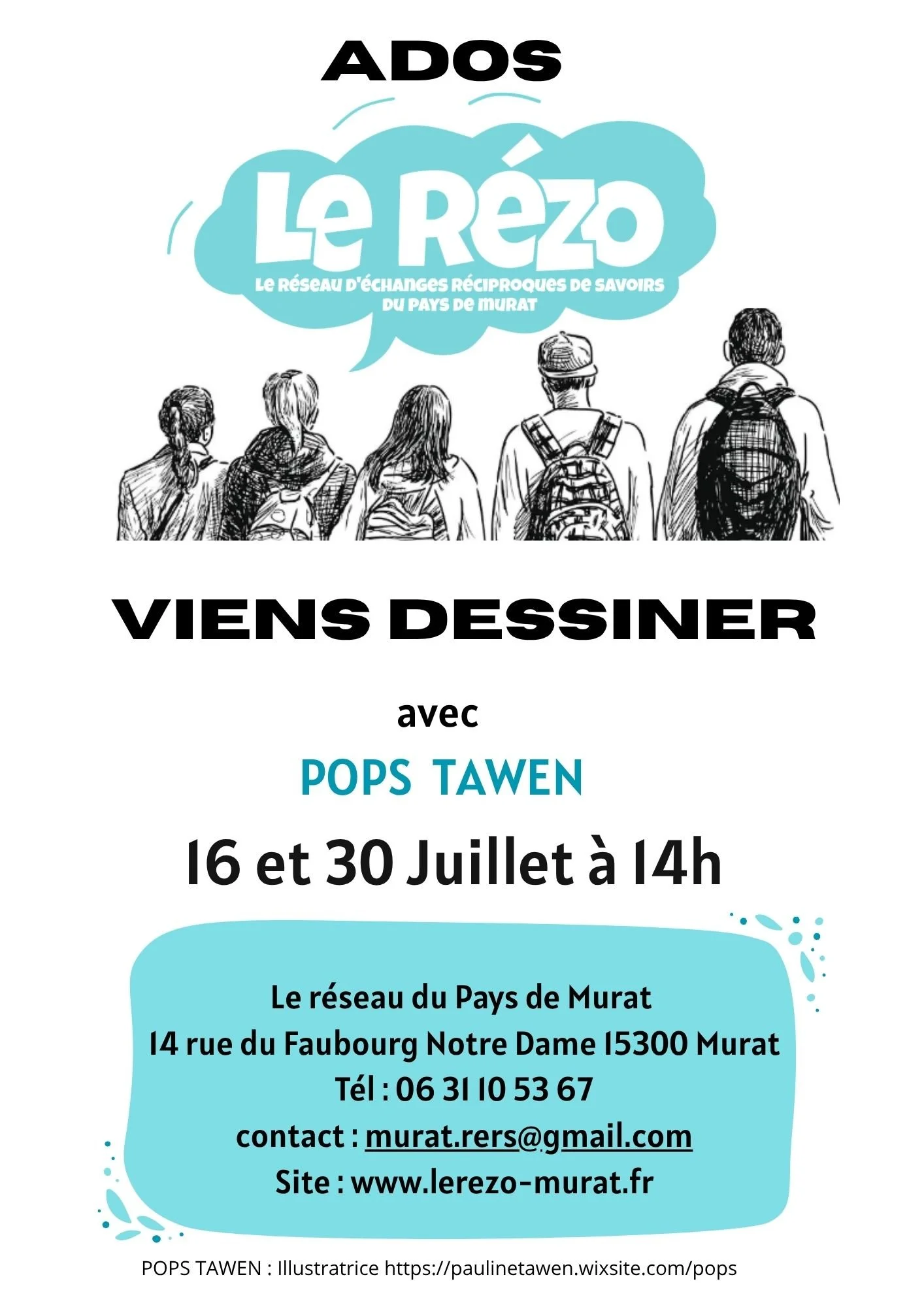 Atelier dessin pour les ados, avec Pops Tawen 