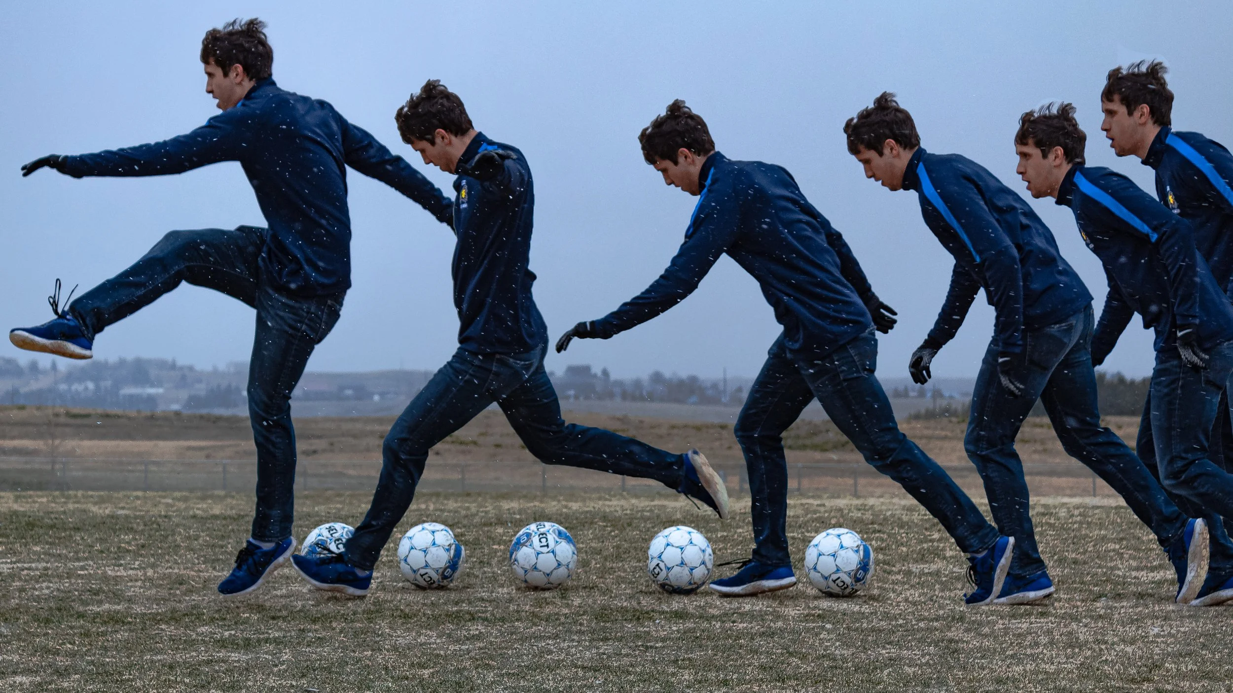 Dayton Crocker goes through the motions of kicking the soccer ball. The Laramie County Community College defender continued training during the COVID-19 pandemic, preparing for the upcoming season in Fall 2020