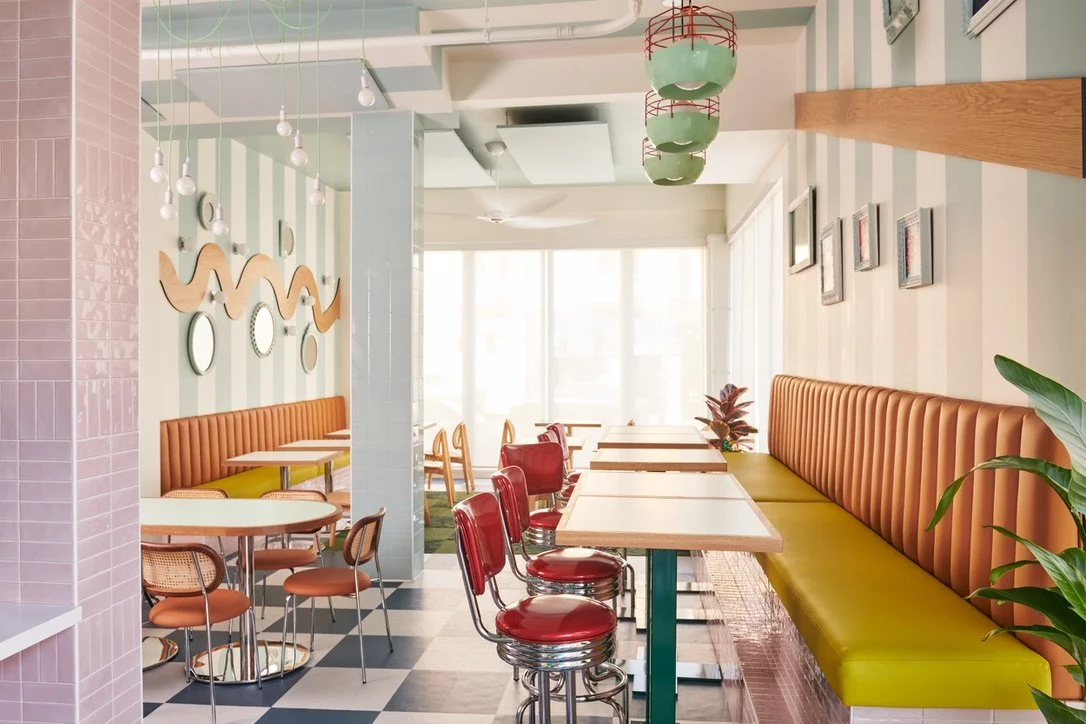 Bright and retro interior decoration of the Hilda and Jesse restaurant