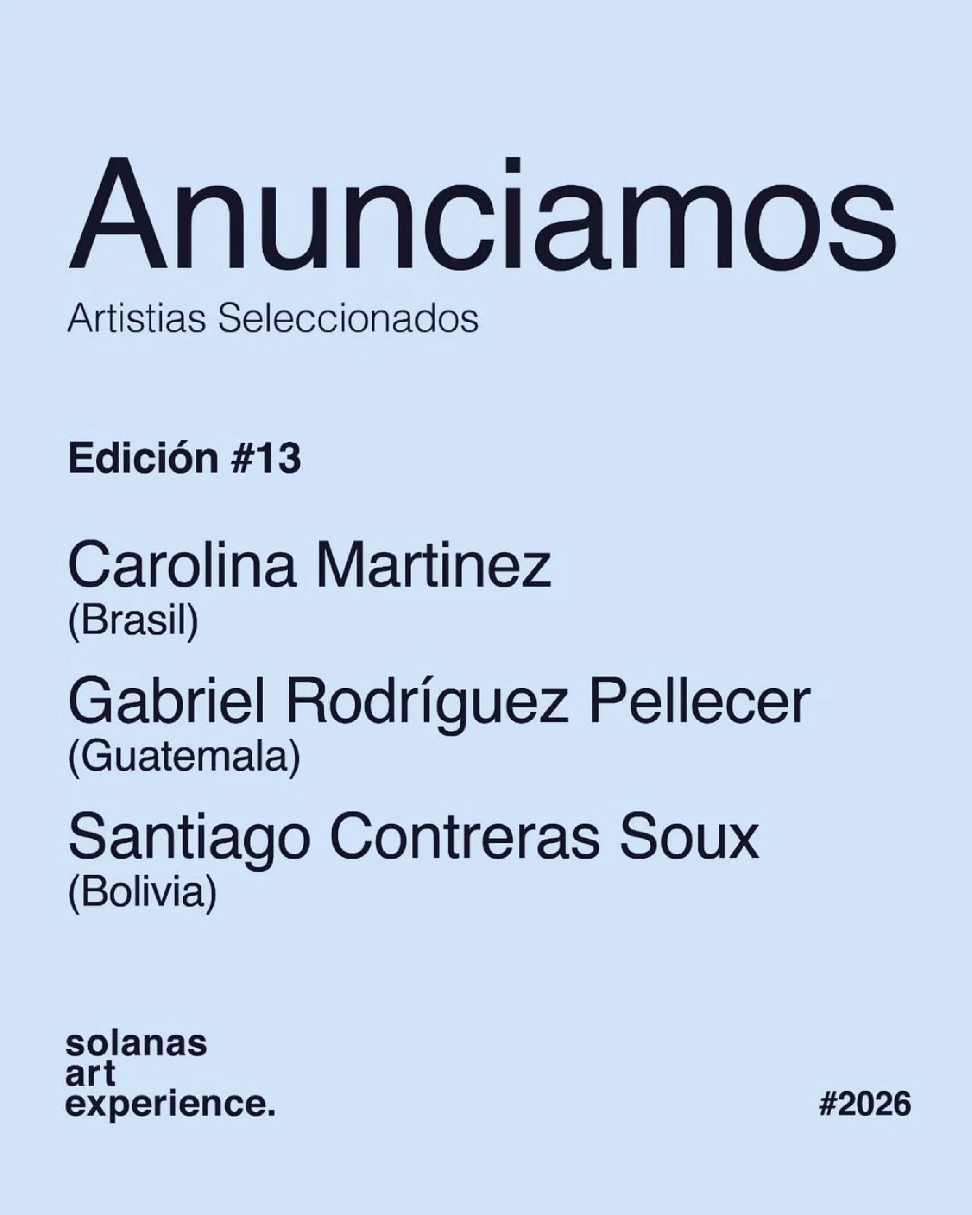 GABRIEL RODRÍGUEZ PELLECER EN RESIDENCIA PARA SOLANAS ART EXPERIENCE