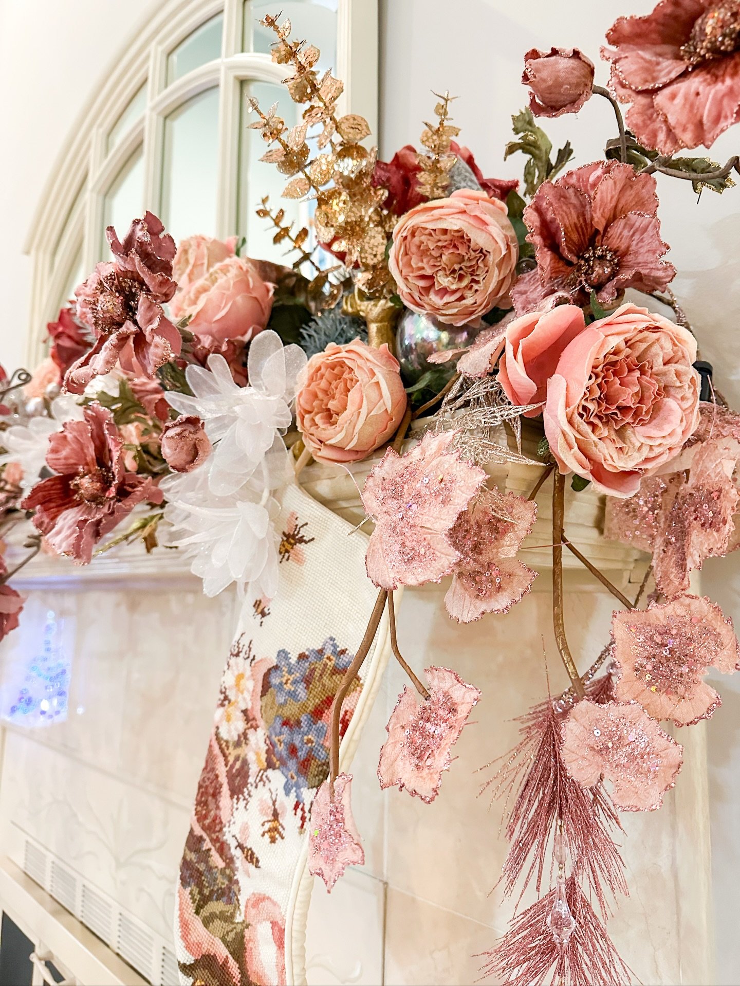 Our latest Christmas Zhuzh, featuring a furniture flip! ✨🎄💐

Our client got rid of her 9ft Christmas tree and needed us to &ldquo;do something&rdquo; with their decor. No problem! 😍

We created this lush mantle piece and stylized a tabletop tree t