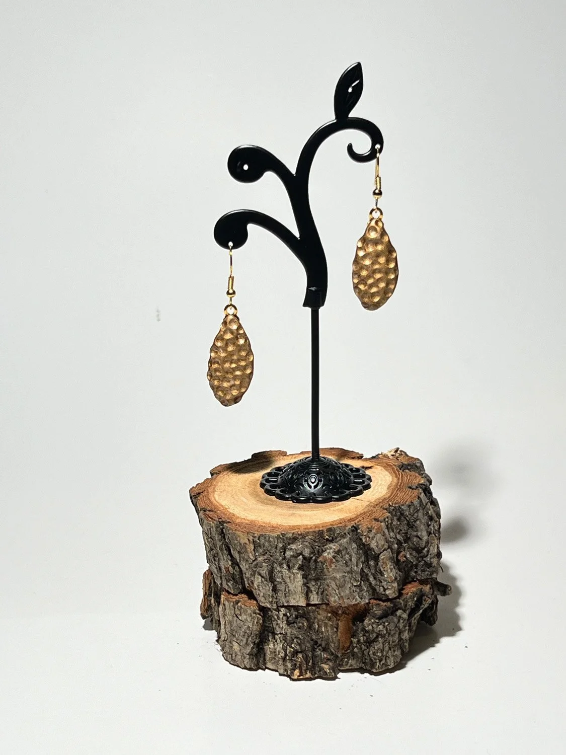 Gold Textured Polymer Clay Earrings