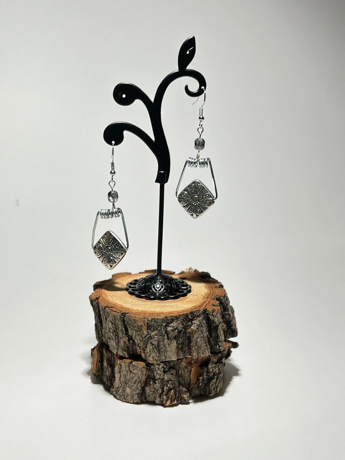 Silver Daisy Clothespin Spring Earring