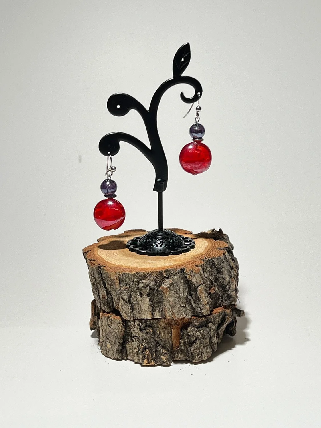 Red and Purple Murano Glass Earrings