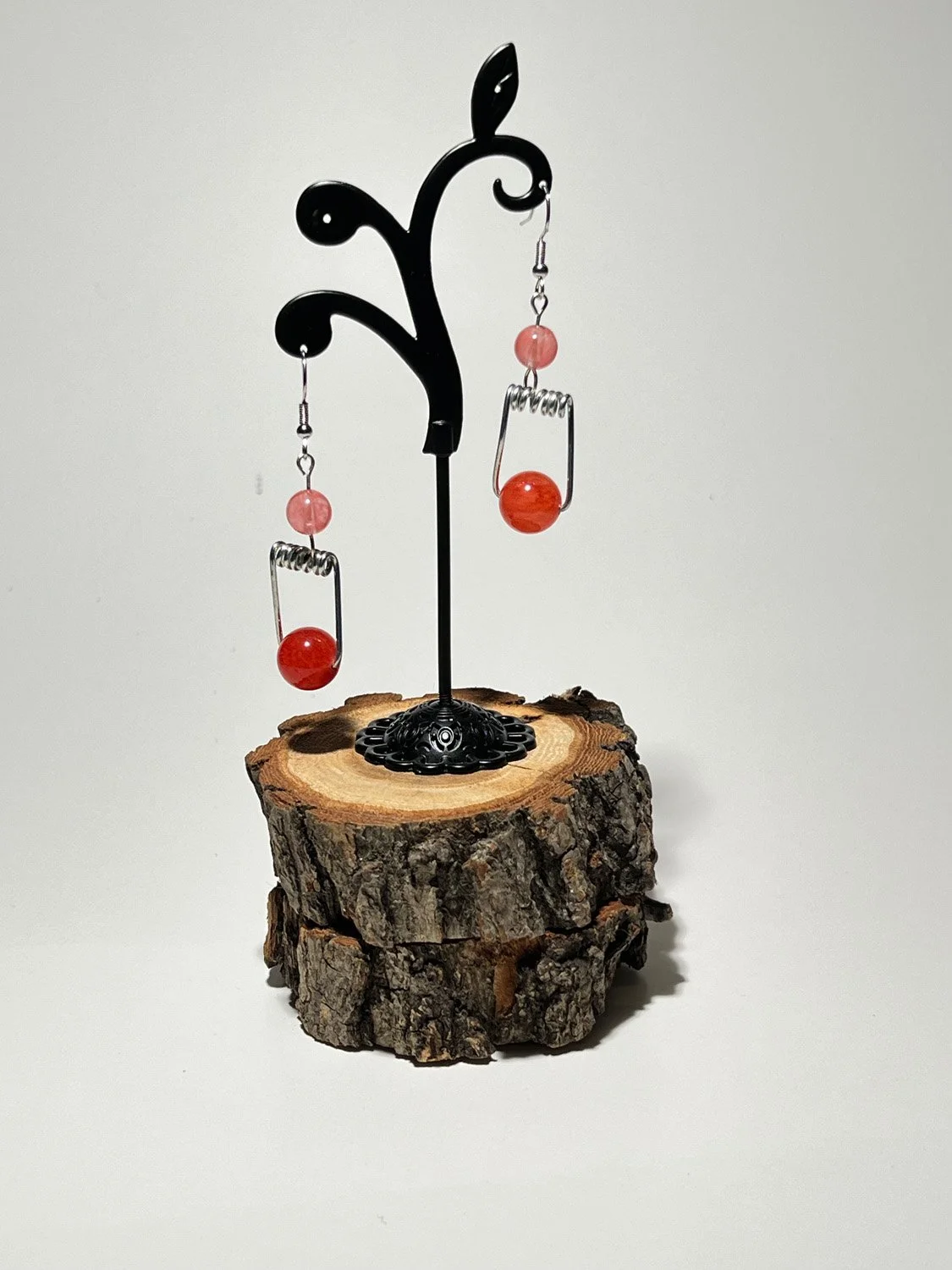 Coral Clothespin Spring Earrings