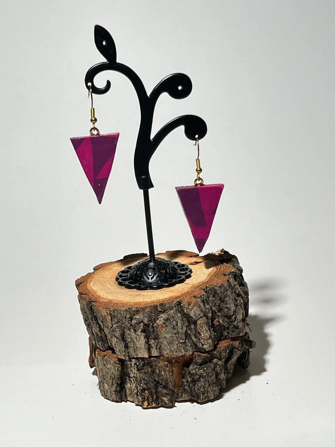Fuschia and Purple Polymer Clay Earrings