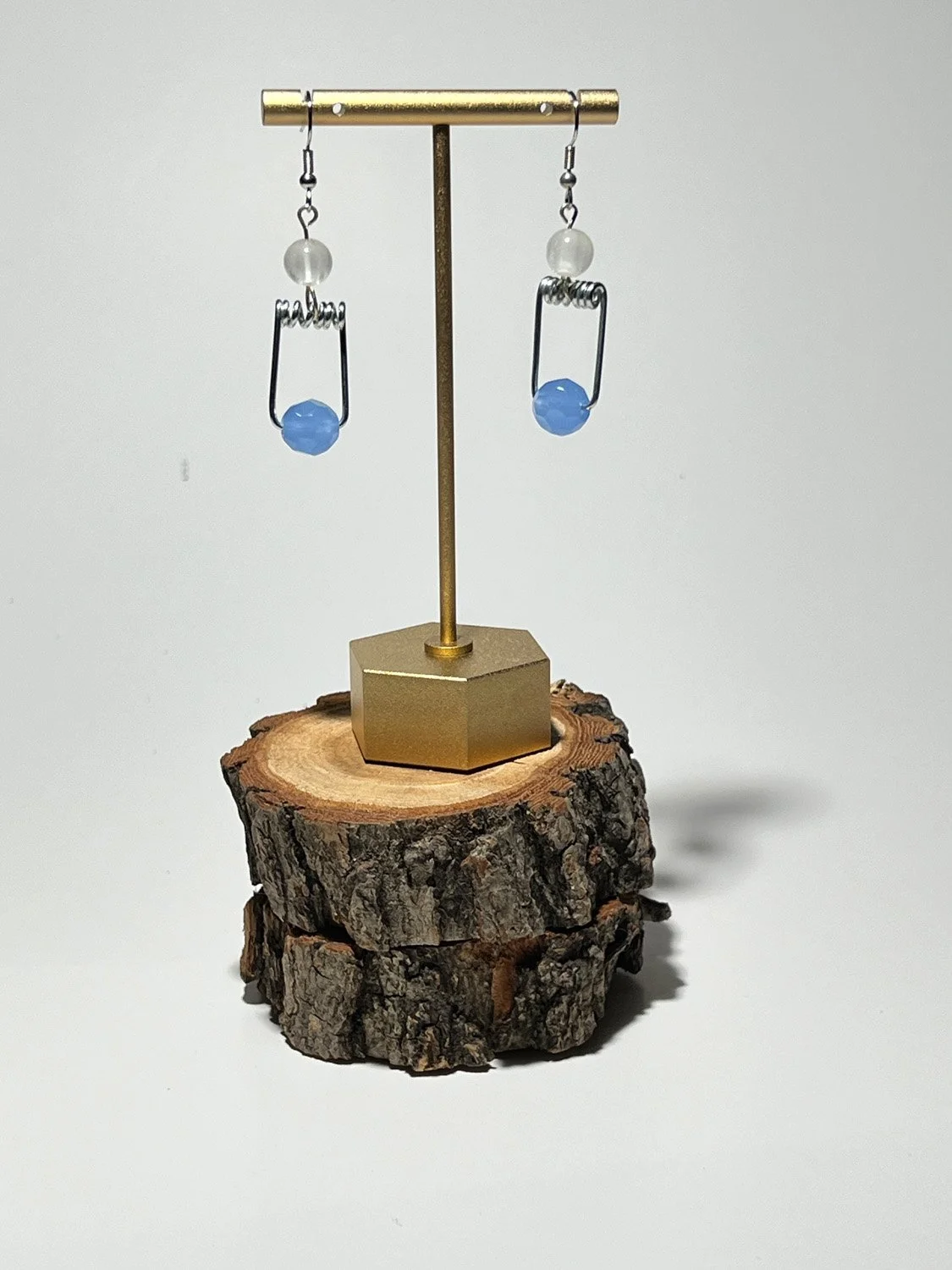 Sky Blue Clothepin Spring Earrings
