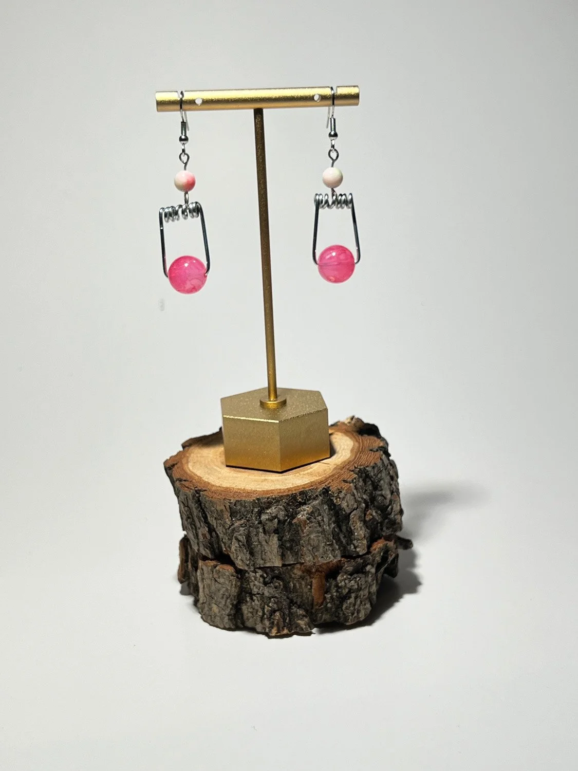 Pink Clothespin Spring Earrings