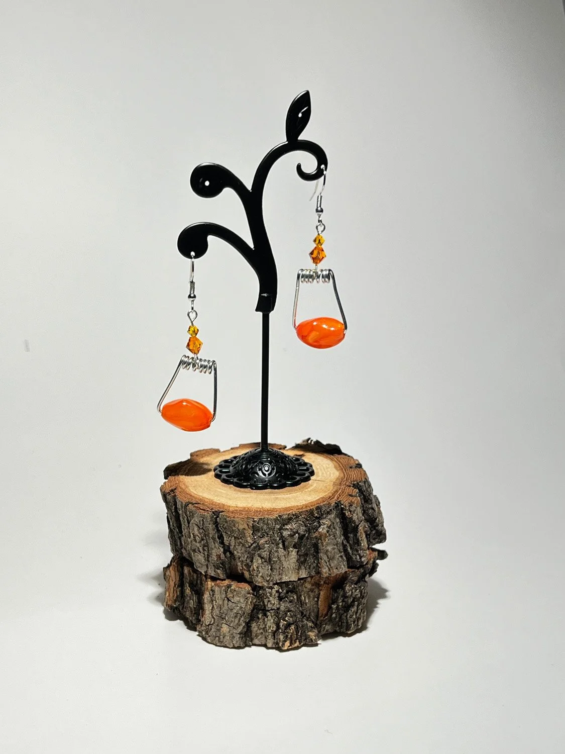 Orange Clothespin Spring Earrings
