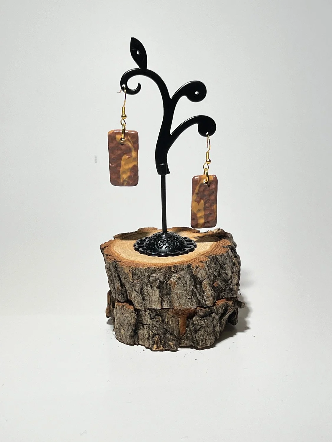 Brown Tone Textured Polymer Clay Earrings