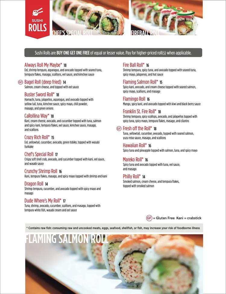 Menu — Spicy 9 Sushi Bar & Asian Restaurant